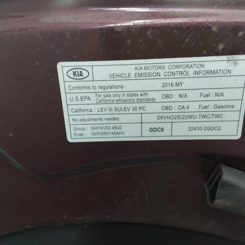 2016 KIA OPTIMA ENGINE ASSEMBLY – 1003357989