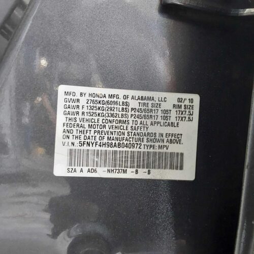 2010 HONDA PILOT ENGINE ASSEMBLY – 1003429967