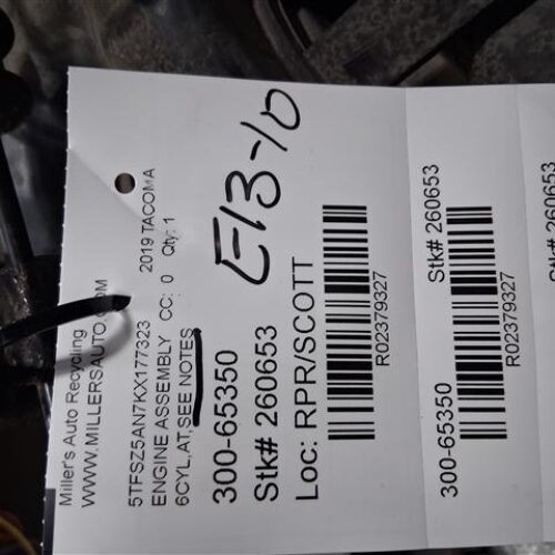2019 TOYOTA TACOMA ENGINE ASSEMBLY – 2379327
